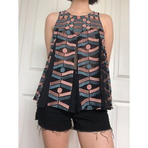 Black babydoll sheer sleeveless blouse